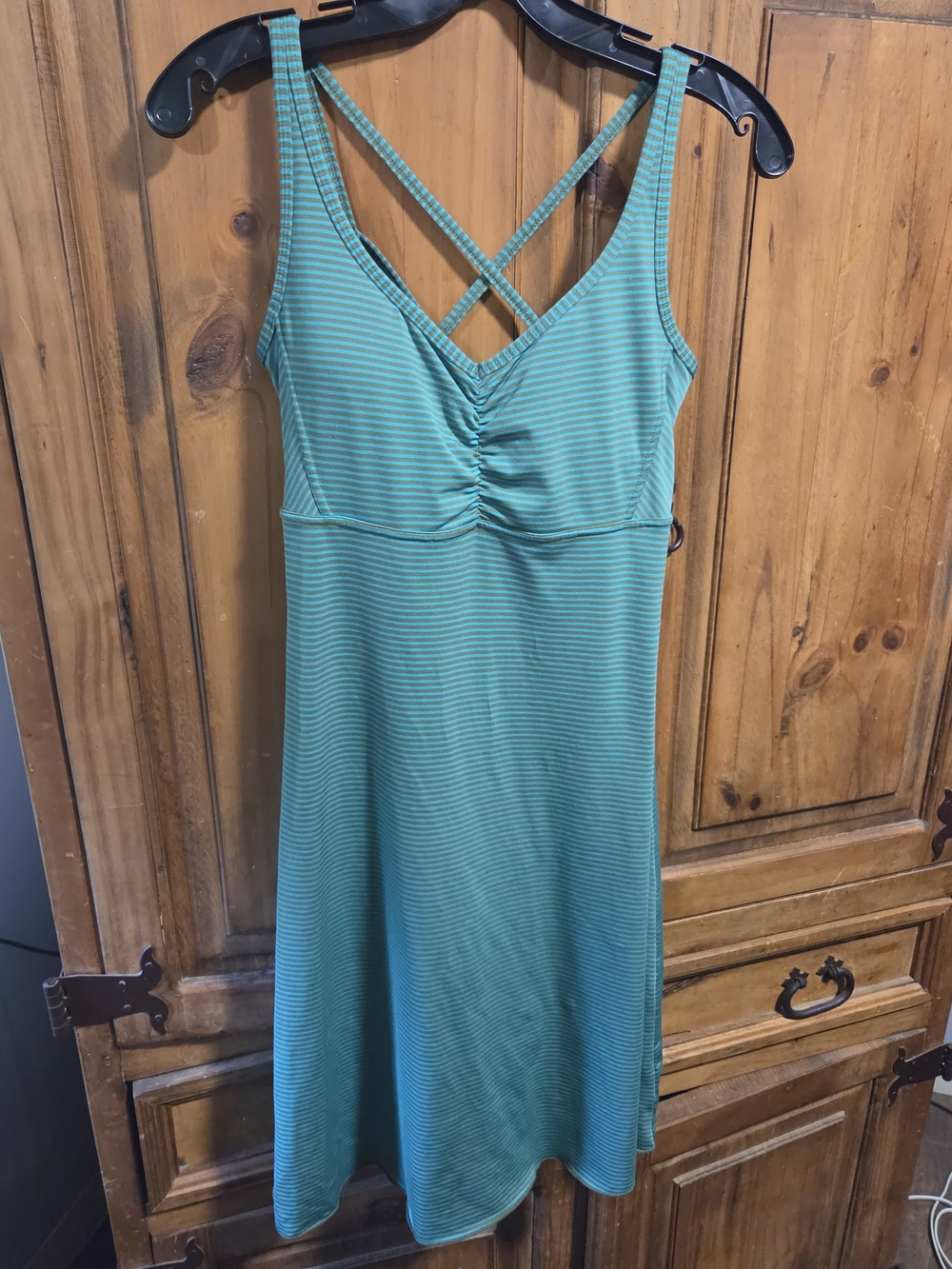 Prana Olive Green and Teal Striped Tank Top Dress Size Small